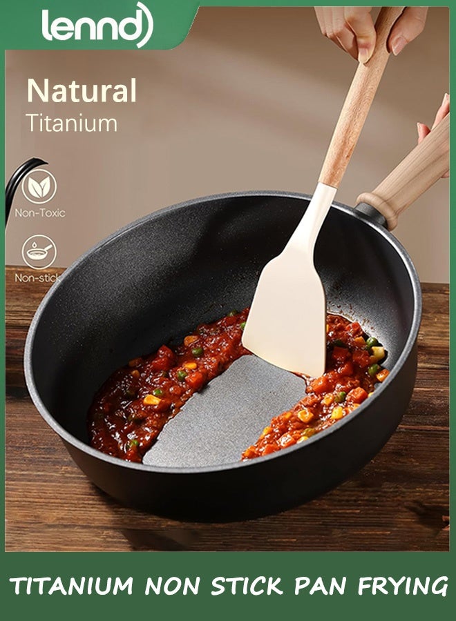 لينند مقلاة بغطاء 28 سم، مقلاة ووك بان هايبرد تيك غير لاصقة، مقلاة عميقة من التيتانيوم، مقبض يبقى باردًا، متوافقة مع جميع المواقد، أسود - Image 5