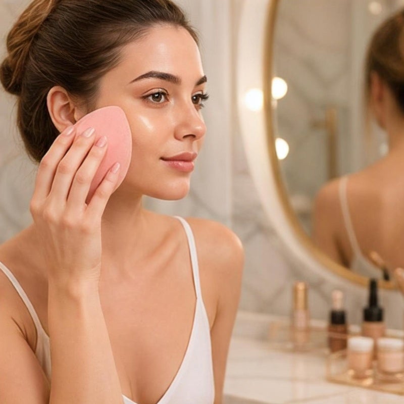 Extra-Large Coverage Makeup Sponge Orange Triple-Cut Shape - Non-Absorbent Surface For Faster Routines - Latex-Free Blending Sponge for Liquid Cream Foundation - Image 5