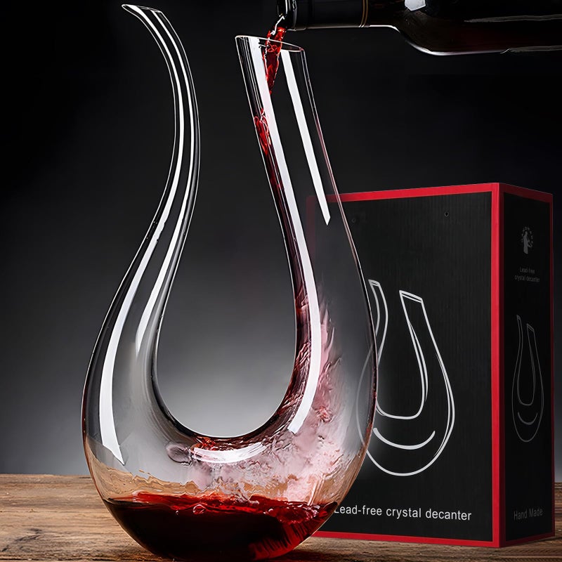PARACITY Wine Decanter Hand Blown LeadFree Crystal Glass Red Wine Decanter 45oz UShape Wine Decanter Wine Decanter with Aerator for Women and Men Wine Gifts for Christmas Birthdays