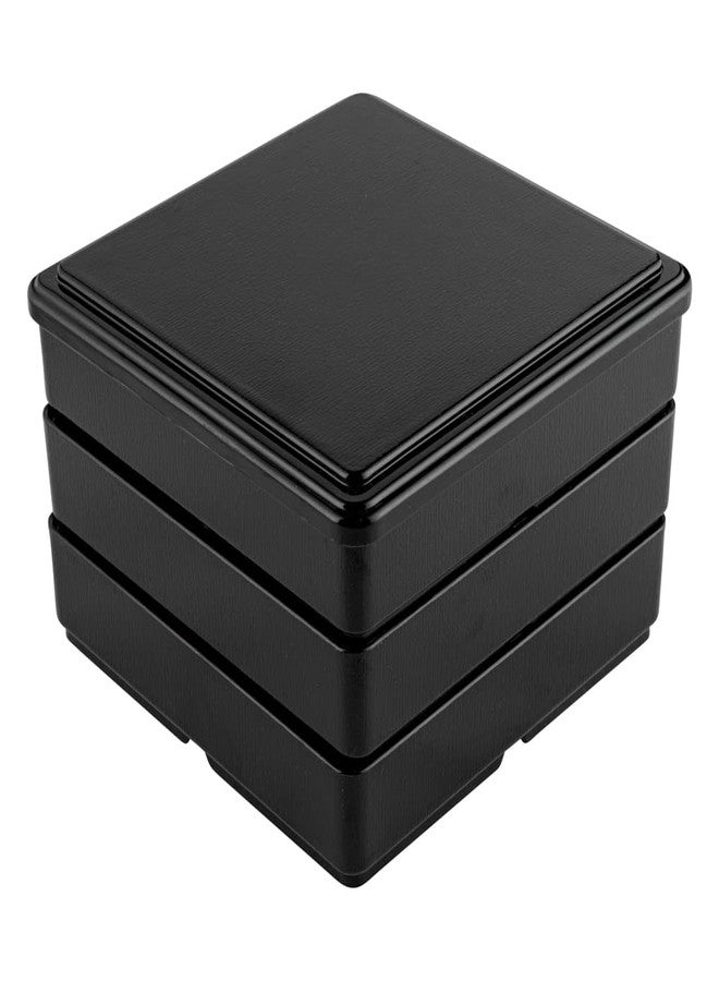 ريستورنت وير علبة طعام للمطاعم - 8.3 × 5.9 بوصة، علبة طعام يابانية للبالغين - 3 طبقات قابلة للتكديس، علبة طعام بلاستيكية مقسمة باللونين الأسود والأحمر، مقاومة للدهون، مناسبة للأطعمة الساخنة والباردة - Image 2