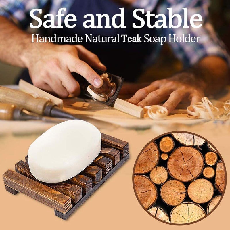 Smiledrive Soap Saver Holder Wooden Dish for Bathroom Kitchen Sink Teak Wood - Brown (1, Pack of 1) - Image 4