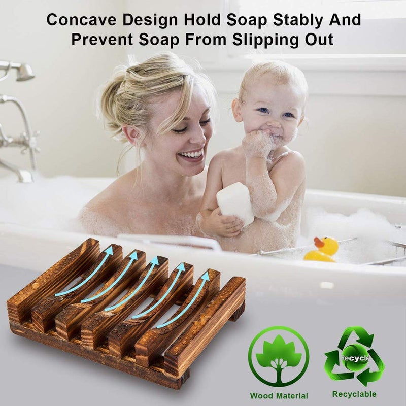 Smiledrive Soap Saver Holder Wooden Dish for Bathroom Kitchen Sink Teak Wood - Brown (1, Pack of 1) - Image 2