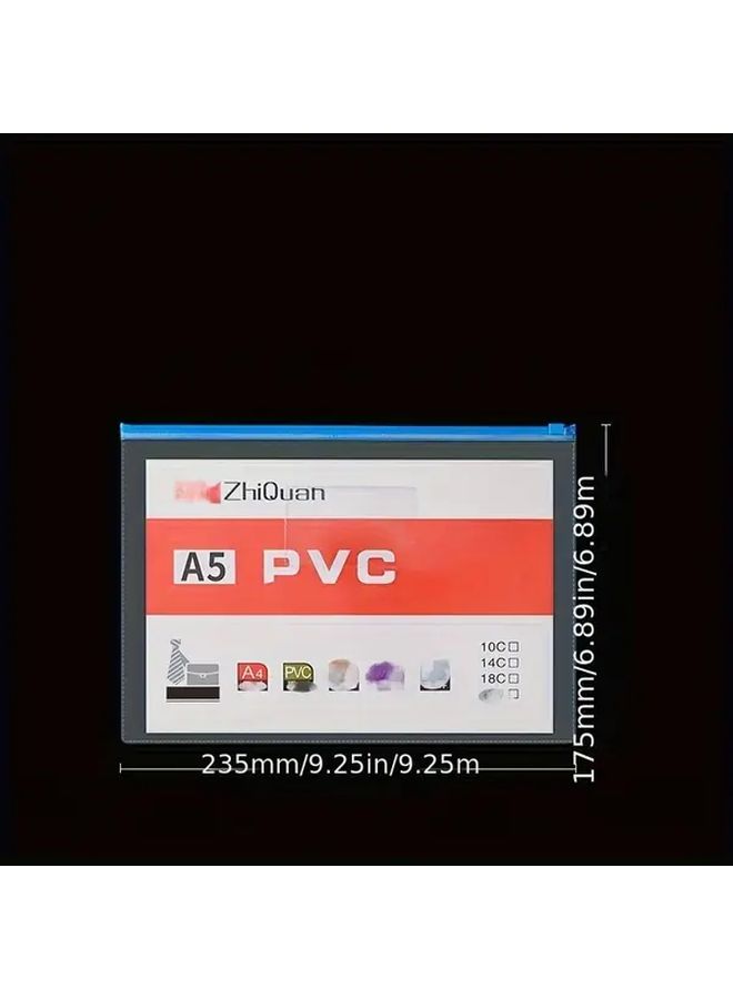 13 عبوات من أغلفة مستندات PVC الشفافة السميكة بحجم A5، حقيبة سحاب صفراء، ظرف تخزين مقاوم للماء بحافة سحب، للاستخدام المكتبي والطلابي. - Image 2