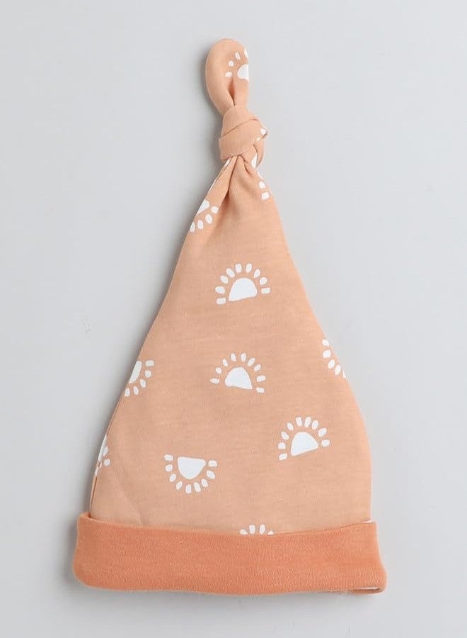 BUMZEE Orange Baby Girls Knotted Cap Pack of 2 Age - 3-6 Months (Peb8611C-org) - Image 2