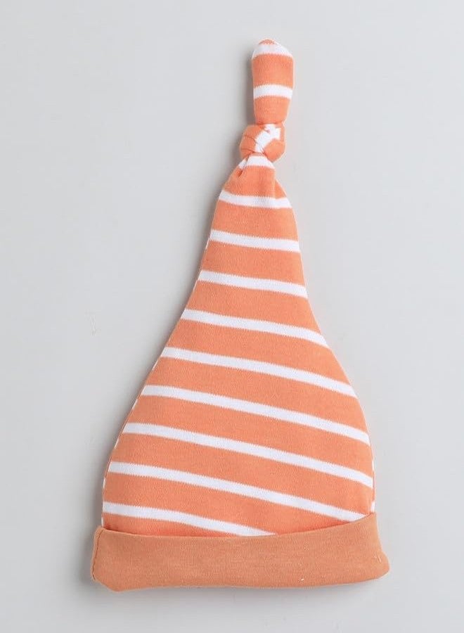 BUMZEE Orange Baby Girls Knotted Cap Pack of 2 Age - 3-6 Months (Peb8611C-org) - Image 4