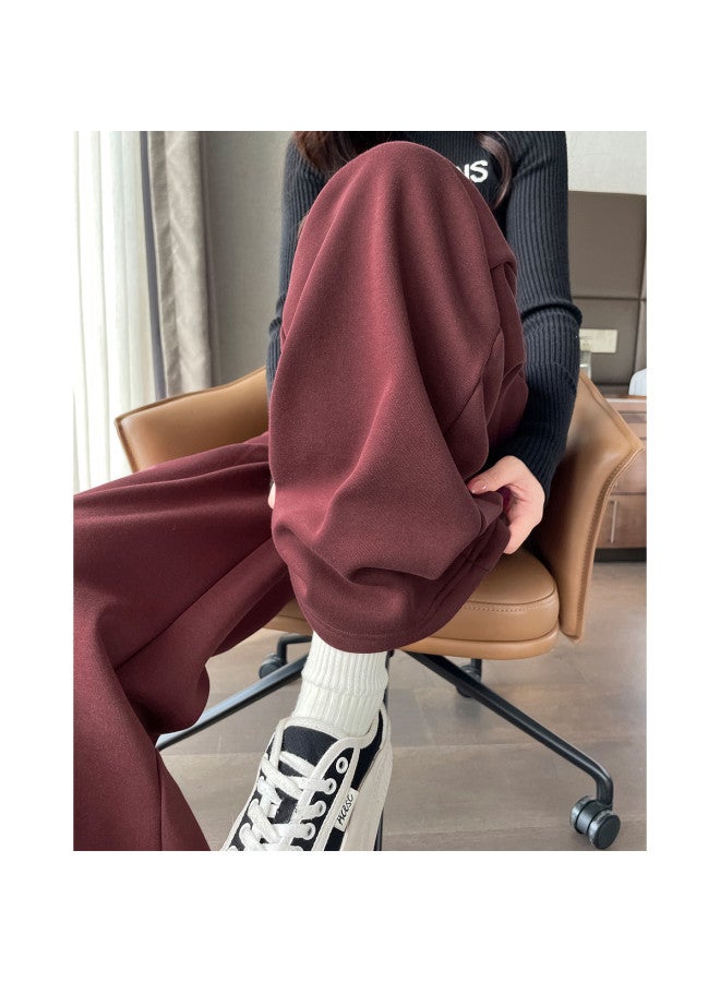 TonLion American Simple Women'S Pants Winter Bestseller Elastic Waist Casual High Waist Loose Straight Leg Pants Trendy - Image 4