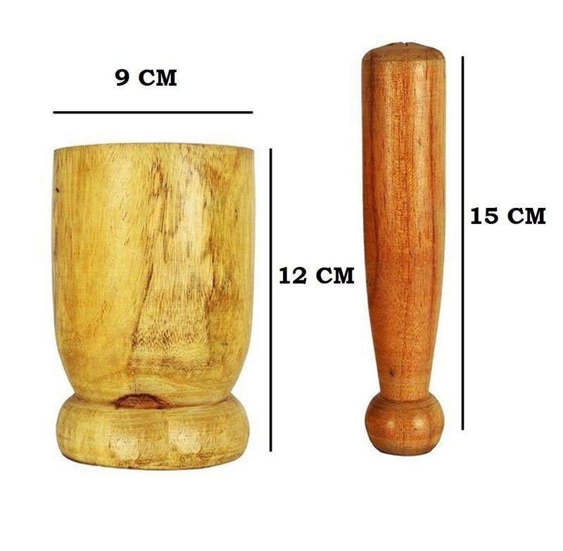 Rolimoli Wooden Okhali and musar spice masher brown color (Brown,Big Size - 9 x 9 x 12 cm) - Image 3