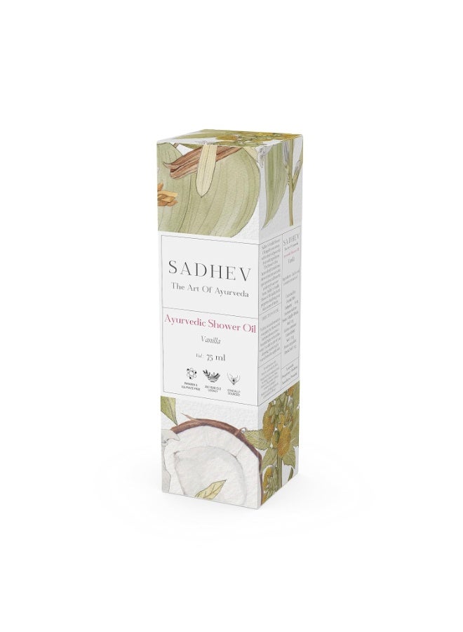 Sadhev Ayurvedic Shower Oil With Goodness Of Vanilla For Hydration And Moistrization 75ml - Image 3