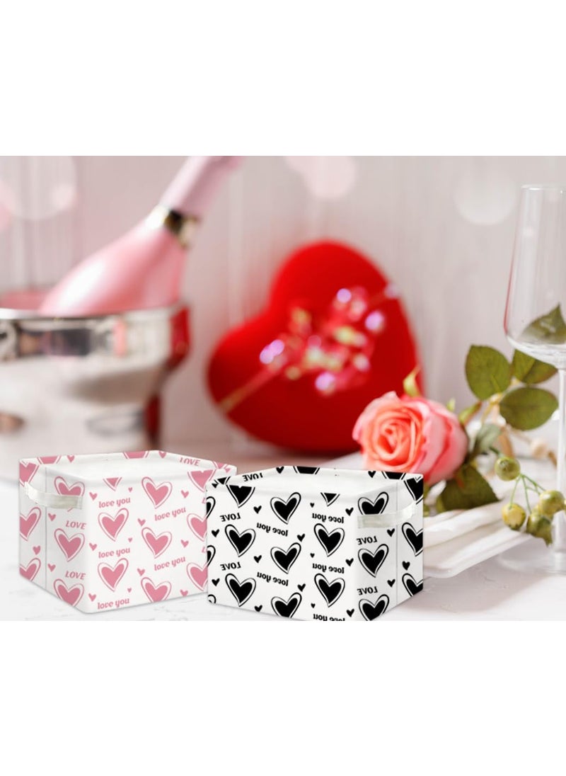 TIBAOLOVER Mini Storage BasketPack of 2 Small Storage Bins for Makeup Book Baby ToyOffice Home Decor Canvas Desktop Organizers BagValentines Basket  - Image 4