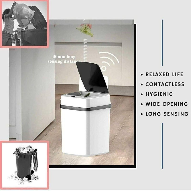 ENNCOZY Smart TouchFree Trash Bin Automatic Garbage Can with Infrared Motion Sensor and Lid for Kitchen Bathroom Office Bedroom HandsFree Hygienic Convenient Disposal - Image 2