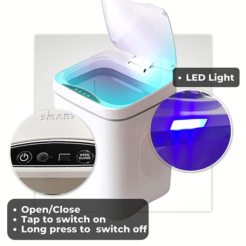 ENNCOZY Smart TouchFree Trash Bin Automatic Garbage Can with Infrared Motion Sensor and Lid for Kitchen Bathroom Office Bedroom HandsFree Hygienic Convenient Disposal - Image 3