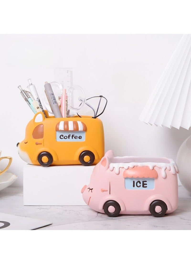 Generic Resin Succulent Plant Pot, Camper Car Succulent Plant Pot/Plant Pot/Flower Pot/Bonsai Pot for Herbs, Succulents, Cactus Pen Holder, Suitable for Micro Landscape Home Decoration (Bar Car)  - Image 2