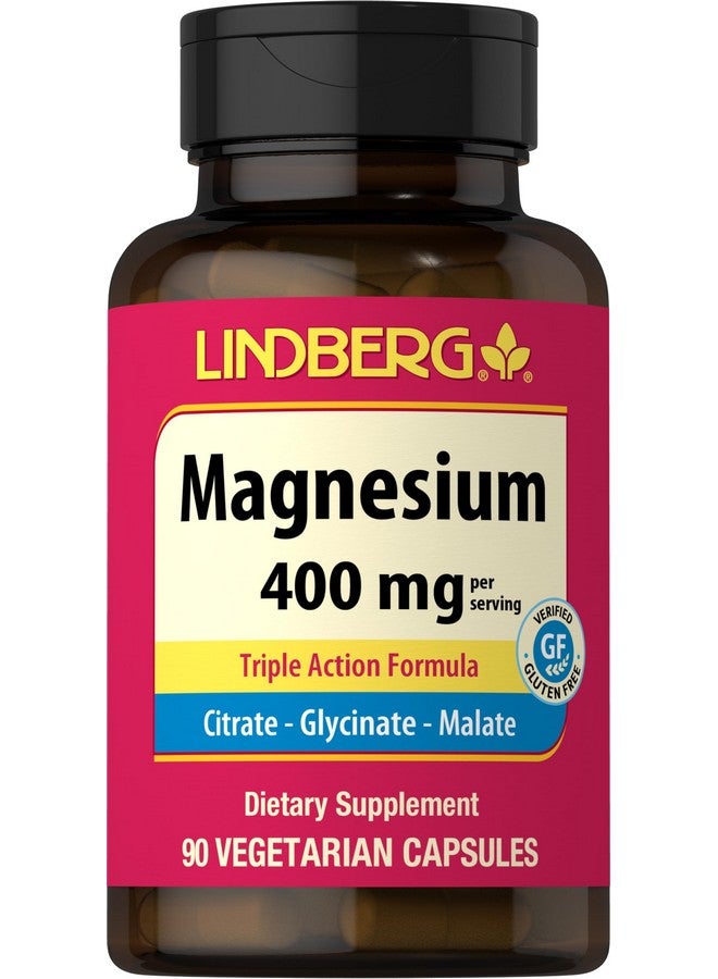 Lindberg Triple Magnesium Complex | 400 mg | 90 Capsules | Tri-Mag Supplement for Women and Men | as Oxide, Citrate, Aspartate | Non-GMO, Gluten Free - Image 1