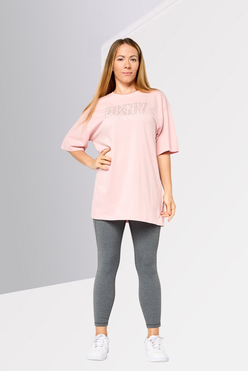 DKNY Women Sportswear Fit Short Sleeve Outdoor T-Shirt, Light Pink - Image 2