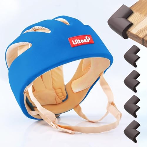 Liltoes Baby Safety Products Combo | LILTOES Baby Head Protector + Edge Guard for Safety of Kids 6M to 3 Years | Baby Safety Helmet with Corner Guard Protection (Royal Blue+Corner) - Image 1