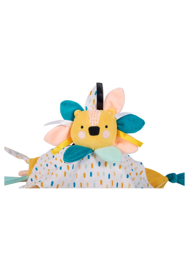 EUREKA KIDS Eurekakids Cucu Doudou Baby Comforter Cuddle Cloth | Baby's Security Blanket | Sensory Develompent, Touch Development and Visual Stimulation | With Pacifier Clip | Lion | For 0M - Image 4