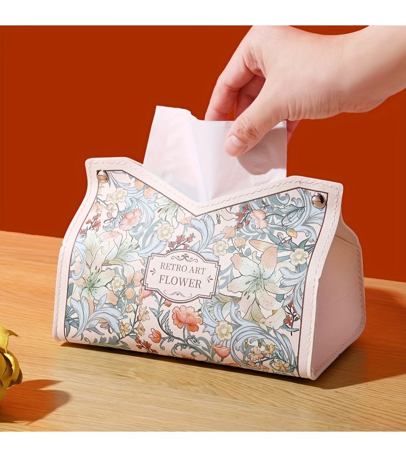 A Vintage Camellia Oil Painting Style Luxury Tissue Box For Living Room Car Interior And Creative Dining Table Decor - Image 2