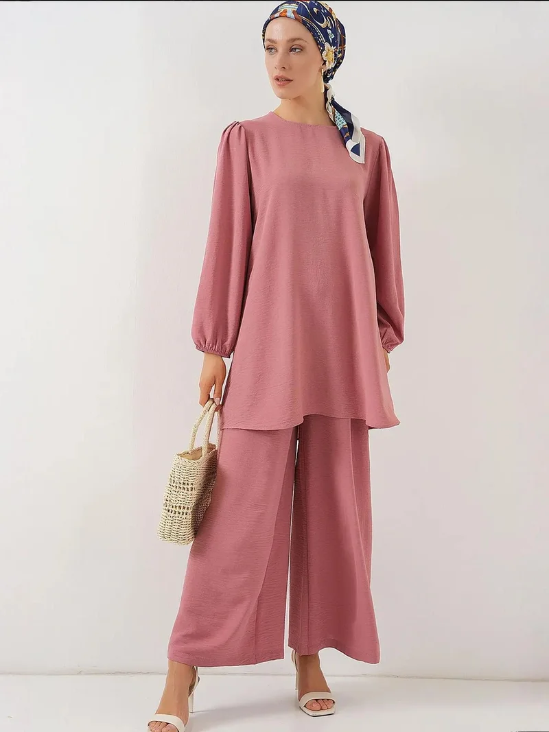 BIG DART BDART Textured Long Sleeve Crew Neck Two-Piece Coord Set