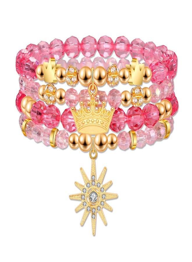 NLCAC Pink Green Witch Princess Friendship Matching Bracelets Pink Northern Star Crown Bracelets for Glinda Fans Witch Merch Jewelry BFF Couples Accessories Gifts - Image 1