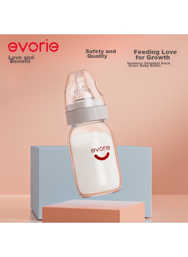 Evorie Baby Bottle, Newborn Bottle, Standard Diameter Glass Bottle 120ml - Image 3