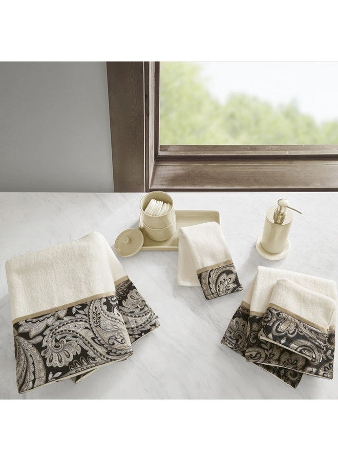 madison park Madison Park Aubrey 100% Cotton Luxurious Bath Towel Set Highly Absorbent, Quick Dry, Jacquard Paisley Design, Hotel & Spa Quality for Bathroom Decor, Multi-Sizes, Black 6 Piece  - Image 2