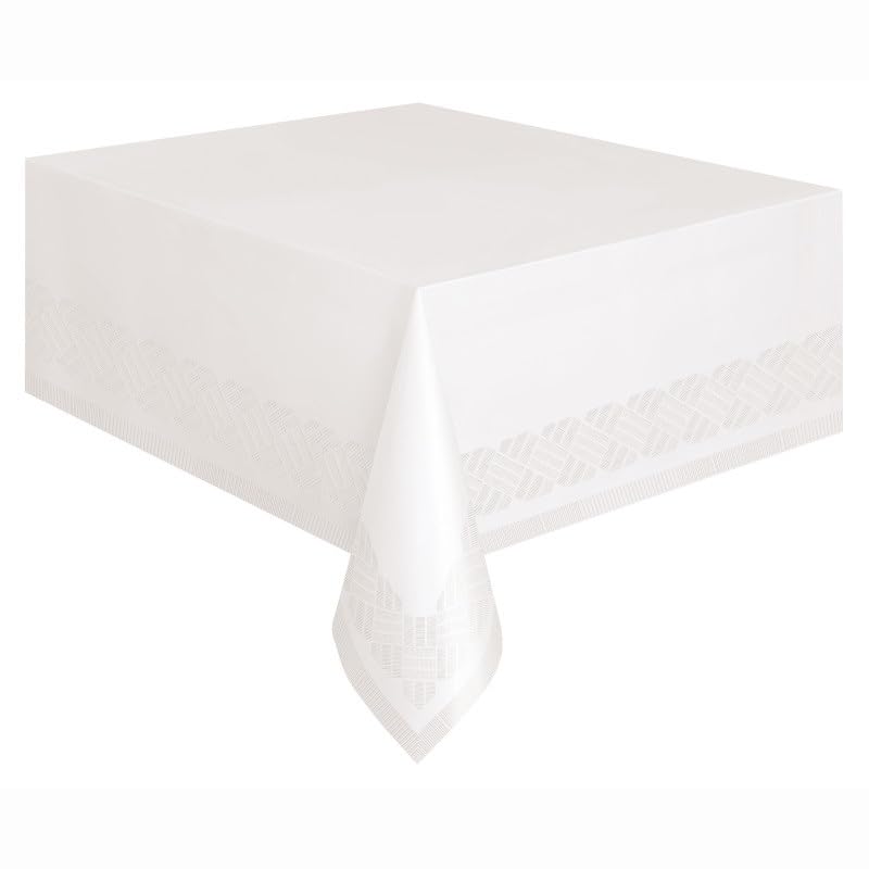 Unique Stunning White Solid Rectangular Paper-Poly Table Cover (54"x108") - Premium, Elegant & Easy-to-Clean Tablecloth - Perfect For Parties & Events - Pack Of 1 - Image 2