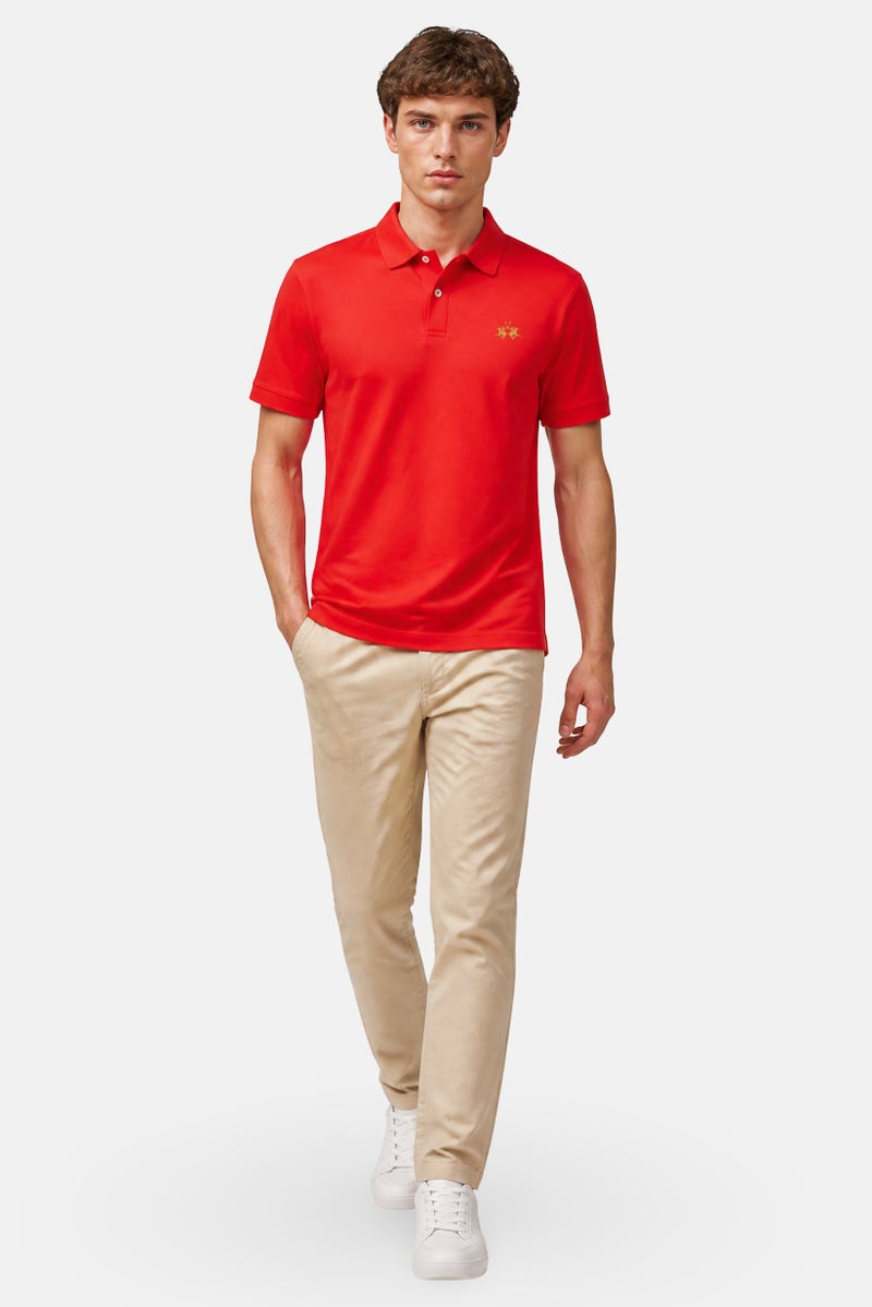 La Martina Men Regular Fit Embroidered Logo Long Sleeve Polo Shirt, Red - Image 5