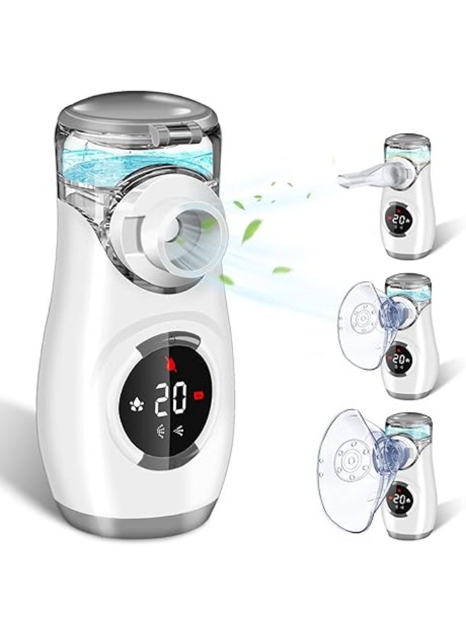 Ultralight Portable Inhaler with Digital Display - Nebulizer Device for Adults & Children - Complete Set with Mask & Mouthpiece - Image 1