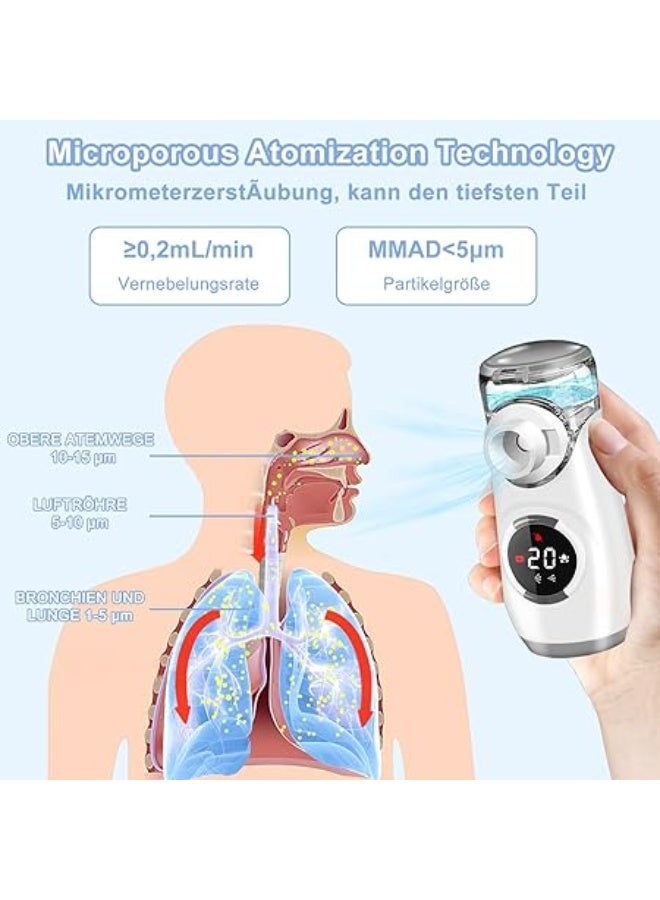 Ultralight Portable Inhaler with Digital Display - Nebulizer Device for Adults & Children - Complete Set with Mask & Mouthpiece - Image 2