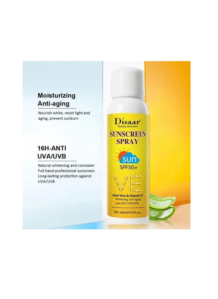 Disaar - Sunscreen Spray SPF 50 with Aloe Vera & Vitamin E 160ml - Image 1
