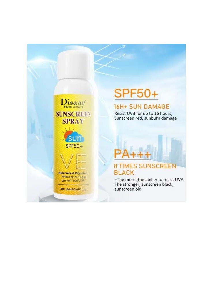 Disaar - Sunscreen Spray SPF 50 with Aloe Vera & Vitamin E 160ml - Image 1