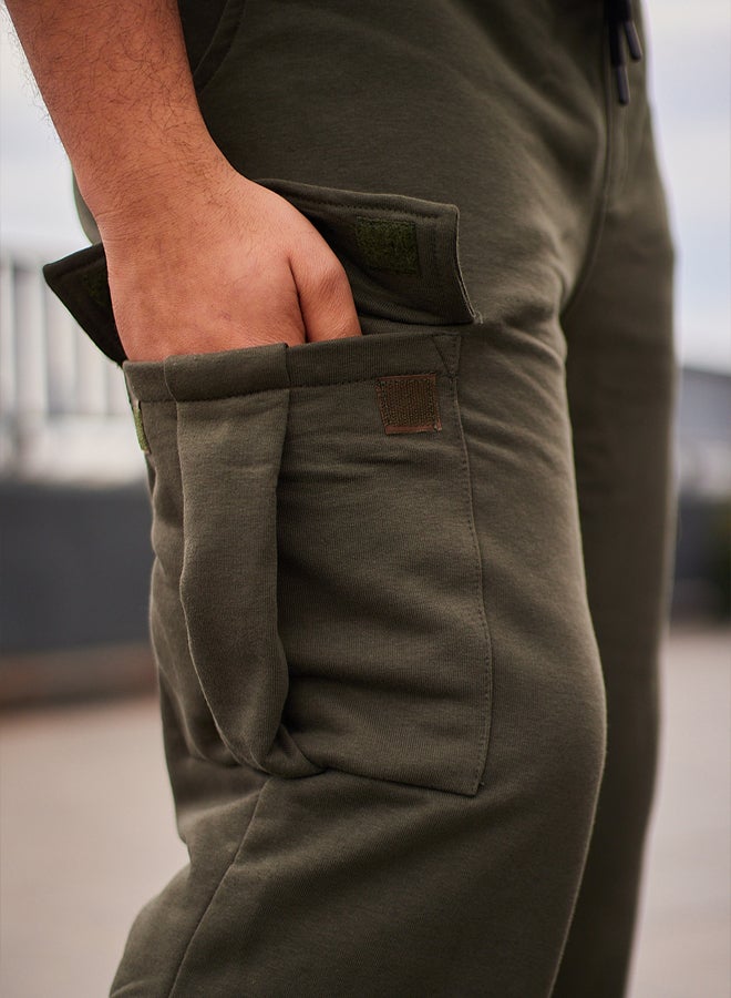 trendyol Khaki Wide Leg/Wide Cut Cargo Pocket Sweatpants TMNAW25EA00021  - Image 5