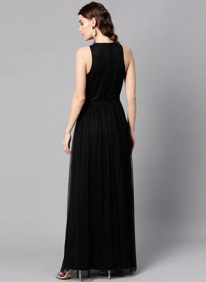 STREET 9  Maxi Dress for Women in Black with Embellished Detail for Women | Best Price UAE