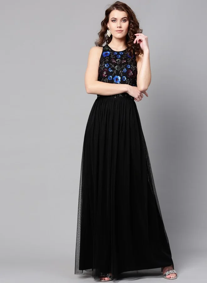 STREET 9 Maxi Dress for Women in Black with Embellished Detail