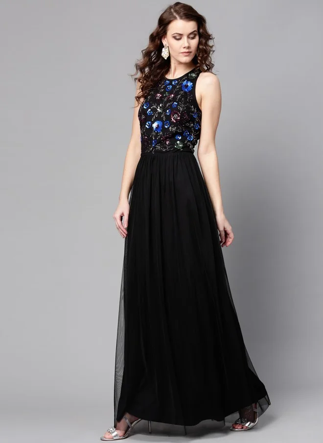 STREET 9  Maxi Dress for Women in Black with Embellished Detail for Women | Best Price UAE