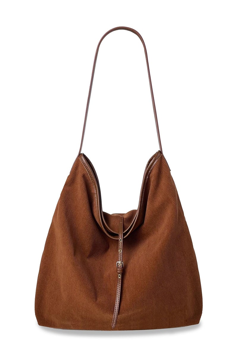 Ulisty Women Large Slouchy Corduroy Hobo Bag Stylish Tote Bag Casual Daily Purse Trendy Shoulder Bag Handbag brown - Image 1