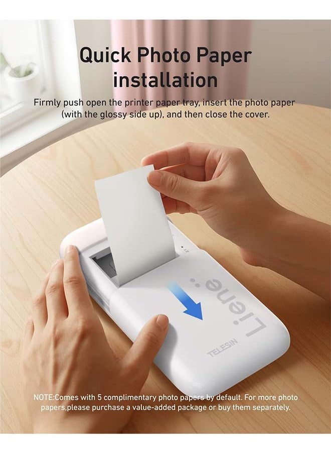 TELESIN TELESIN 100 - Sheet Pack of 3 - Inch Color Photo Paper for Pocket - Sized Instant Mobile Printers - Durable, Ink - free Printing for Long - lasting, Vivid Photos that Develop Instantly  - Image 5