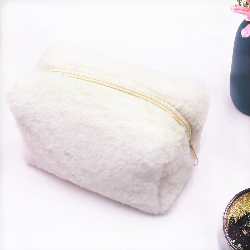 Plush Macaron Makeup Bag Candy Color Soft Pouch Purple - Image 2