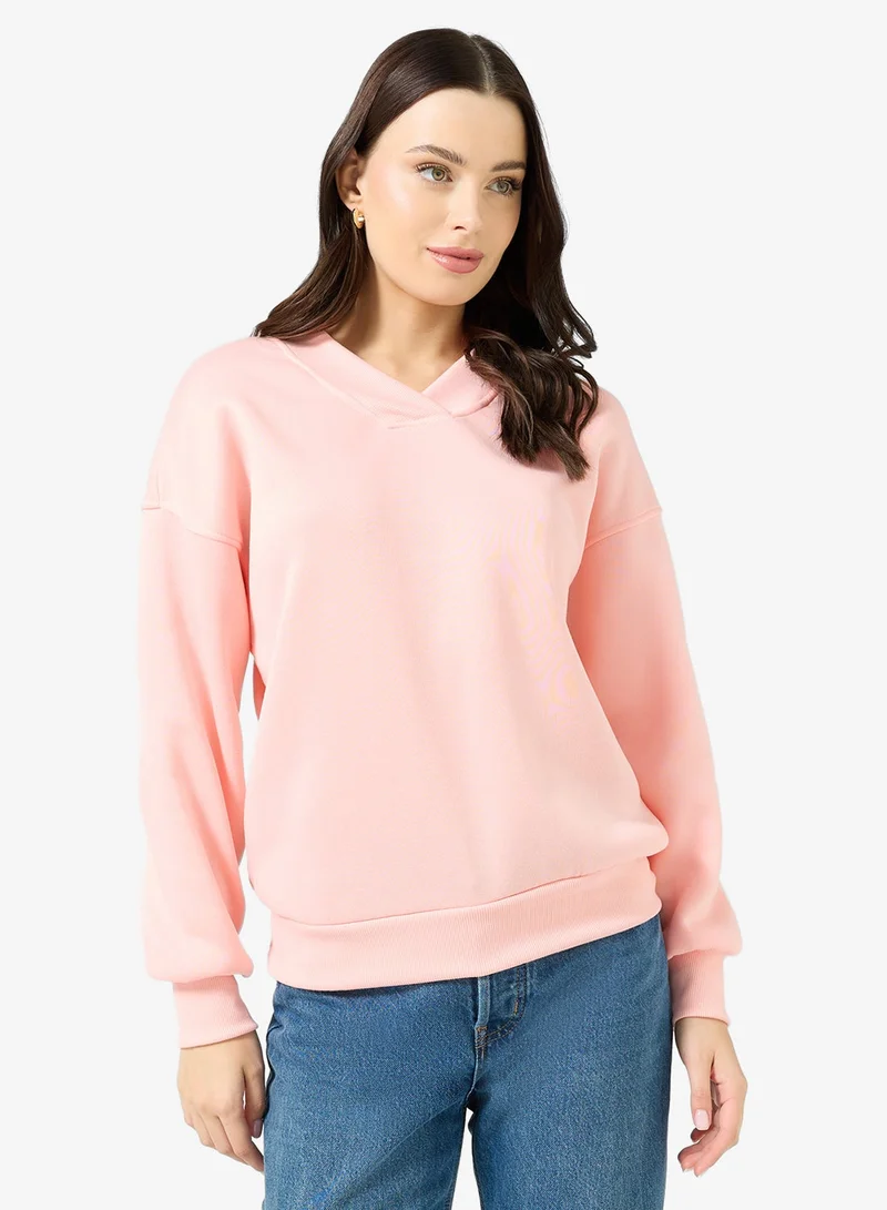 Ginger Basics  Soft Touch V Neck Oversize Sweatshirt for Women | Best Price UAE
