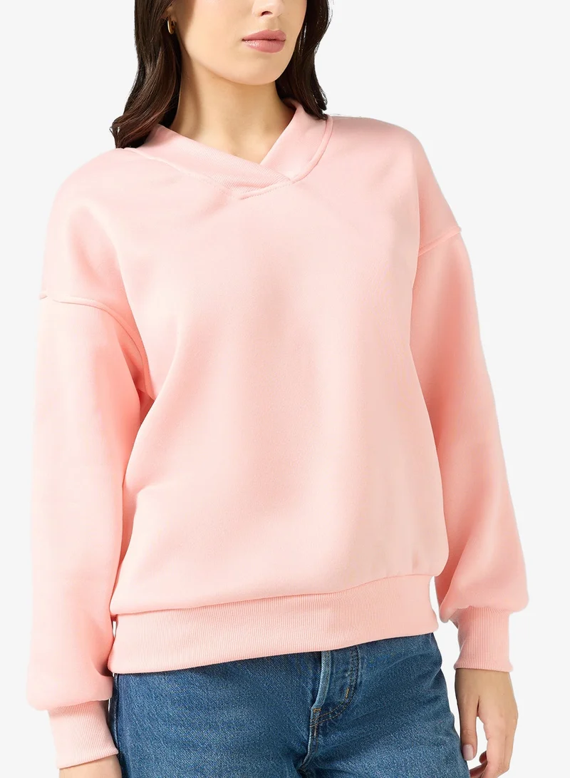 Ginger Basics Soft Touch V Neck Oversize Sweatshirt