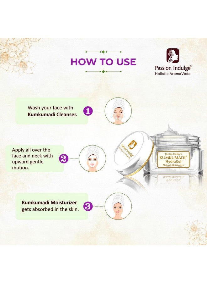 passion indulge Kumkumadi Natural Hydragel Moisturizer Spf 15 Unisex For Anti-Aging, Glowing, Shine And Brightness With Saffron, Vetiver Oil, And 16 Herbs For All Skin Types - 50Gm - Image 3
