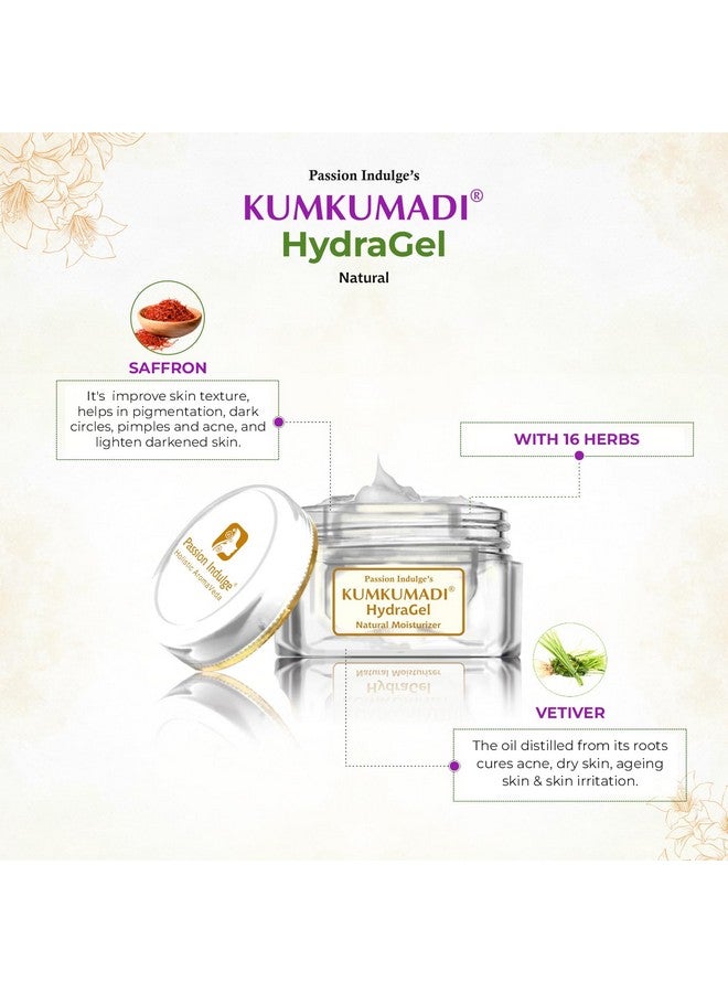 passion indulge Kumkumadi Natural Hydragel Moisturizer Spf 15 Unisex For Anti-Aging, Glowing, Shine And Brightness With Saffron, Vetiver Oil, And 16 Herbs For All Skin Types - 50Gm - Image 2
