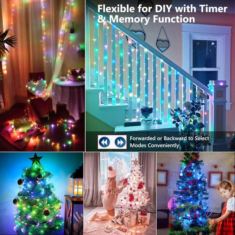 BrizLabs Christmas Fairy Lights - 66ft 200 LED Color Changing Fairy Lights with Remote, Plugin RGB Rainbow Christmas Twinkle Light White & Red Starry Xmas Light for Xmas Halloween Home Party Wedding - Image 5