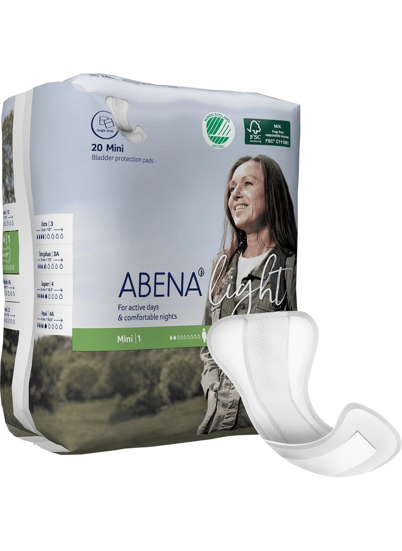 Abena Abena Light Premium Incontinence Pads, (Sizes 0 To 4A) Size 1, 20 Count 