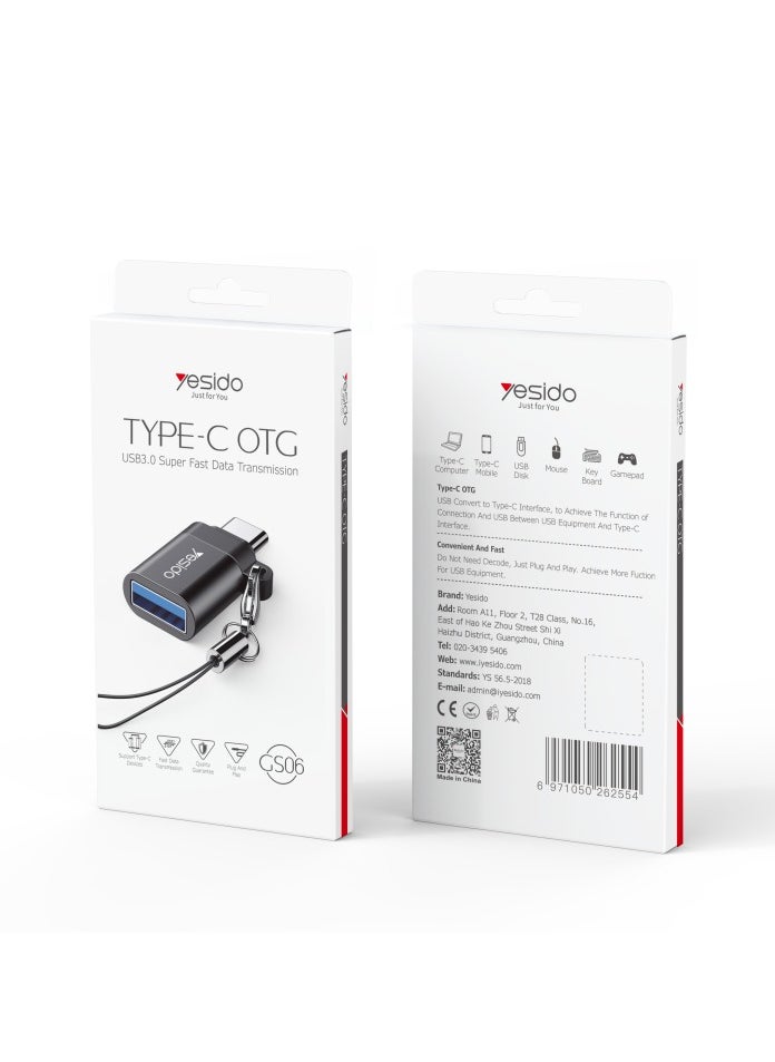 Yesido - GS06 Mini Function Mobile Phone Power Data Transmit Convert Card Reader Type-C To USB OTG Adapter - Image 1
