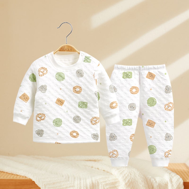 Children''s Autumn Clothes Autumn Trousers Cotton suit Baby Thermal Underwear Spring Autumn and Winter Split Pajamas Baby Base Clothes - Image 1