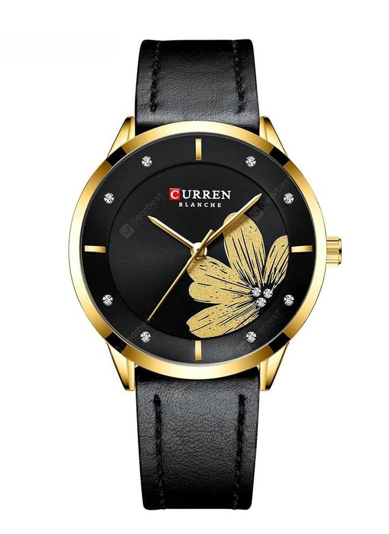 CURREN - CURREN 9048 Ladies Waterproof Round Watch Simple Flowers Belt - Image 1
