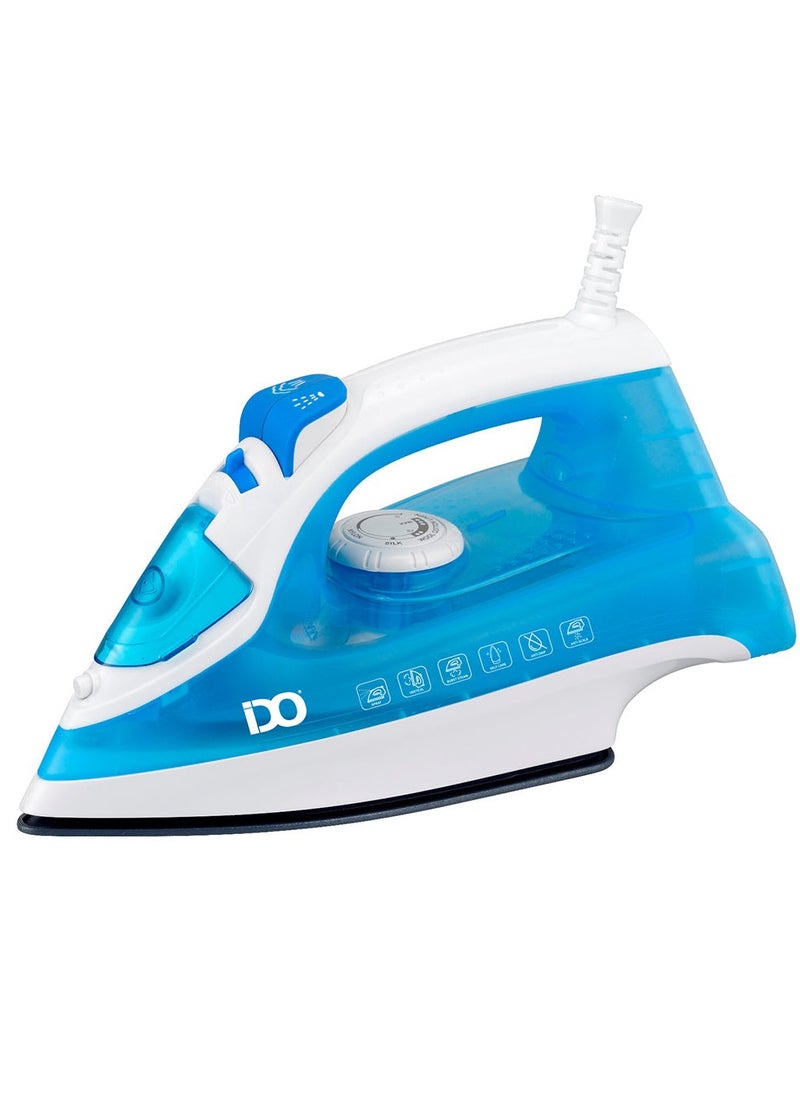 IDO - Ceramic Steam Iron 2200w, 280 ml, Anti-Calc, Anti-Drip Blue/White – SI2200-BWH - Image 1