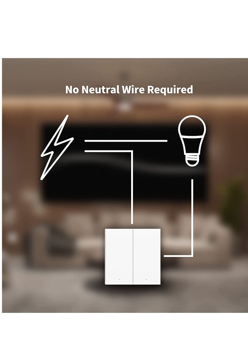 AQARA H1 Smart Wall Switch (No Neutral, Double Rocker) Zigbee 3.0, Compatible with Apple HomeKit-White - Image 3