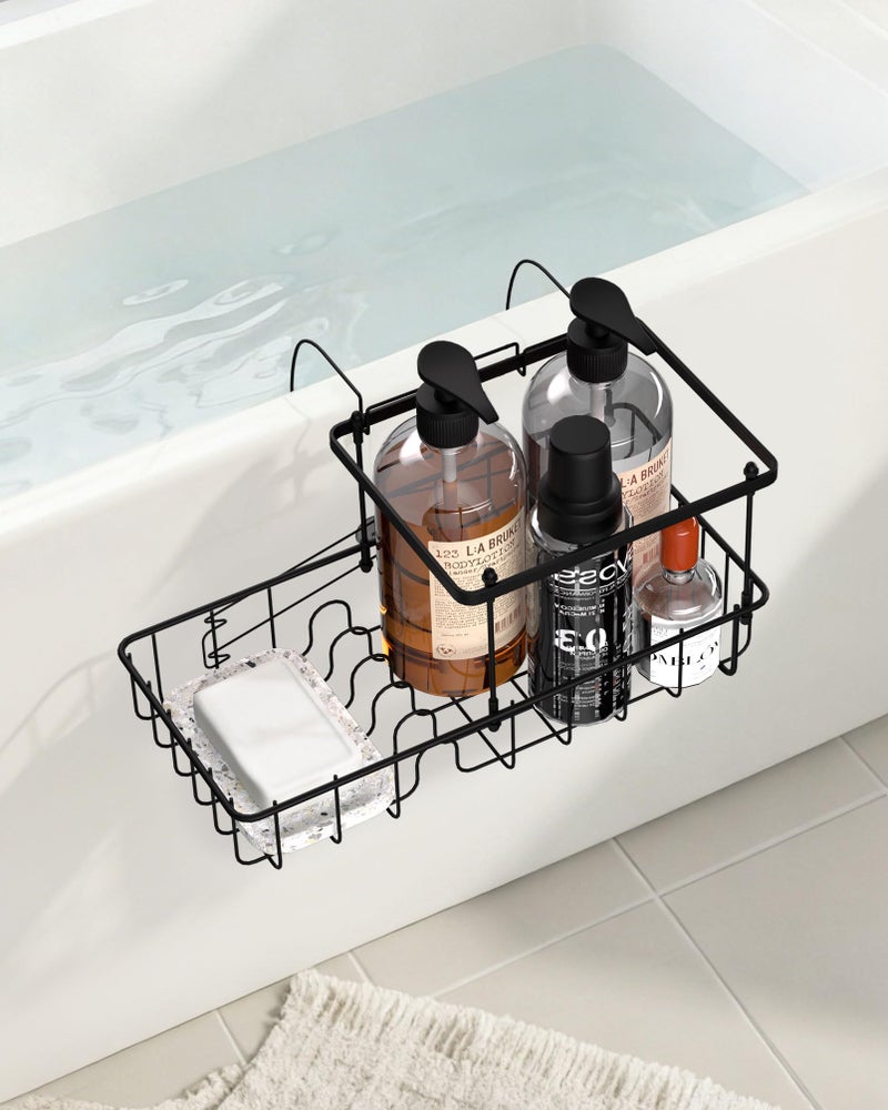 OrgCreator Rustproof Hanging Shower Caddy for Bathtub, Stainless Steel Shower Caddy for Tub Side, Hanging Shower Organizer Basket for Shampoo, Conditioner, Soap & Bath Accessories, Easy Install, Matte Black - Image 1